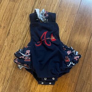 Navy Blue Ruffled Diaper Cover with Logo